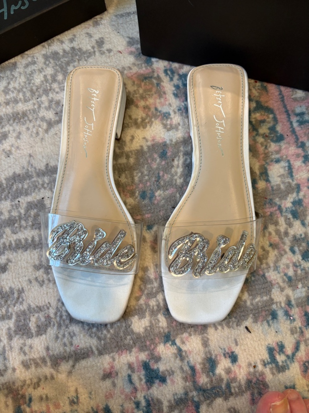 Betsey Johnson White Clear 'Bride' Slide Mules